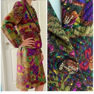 Écaille Paris Couture Multicoloured Wool–Silk Jacquard Suit, Embellished Vintage